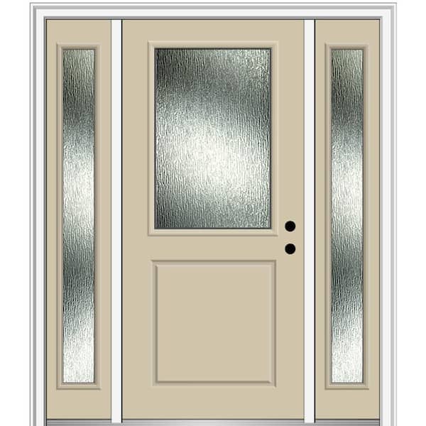 MMI Door 64 in. x 80 in. Left-Hand Inswing Rain Glass Wicker Fiberglass Prehung Front Door on 4-9/16 in. Frame