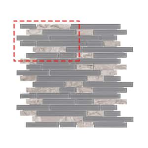 Interlocking Gray 6 in. x 6 in. Mosaic Glossy Glass And Stone Mixed Decorative Wall Backsplash Tile (0.25 sq.ft./case)