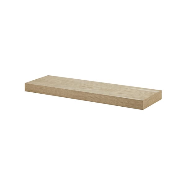 Unbranded BIG BOY 35.4 in. x 9.8 in. x 2 in. Oak Brushed Veneer MDF Floating Decorative Wall Shelf with Brackets