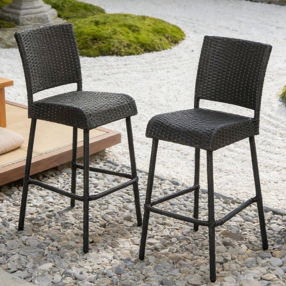 29 in. Dark Brown PE Rattan Armless Outdoor Bar Stool (2-Pack) price history on PriceWatchPro