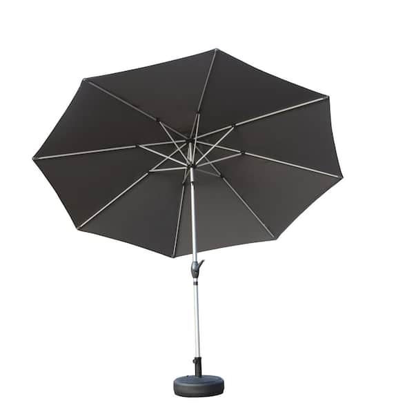 Tatayosi 9 ft. Patio Umbrella, Outdoor Market Umbrellas with Push Button Tilt and Crank and 8 Sturdy Ribs in Gray