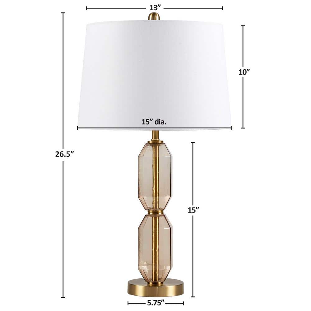 Zirconia Faceted Glass and Gold Metal Table Lamp