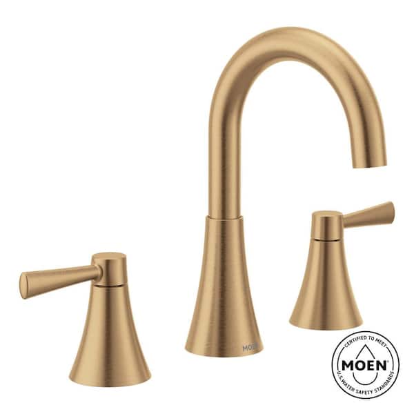 Photo 1 of MOEN Ronan 8 in. Widespread 2-Handle Bathroom Faucet in Bronzed Gold (Valve Included) 84023BZG