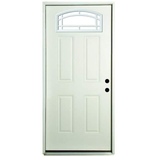 Steves & Sons 32 in. x 80 in. Element Series Camber Top 11-Lite Left-Hand Inswing White Primed Steel Prehung Front Door