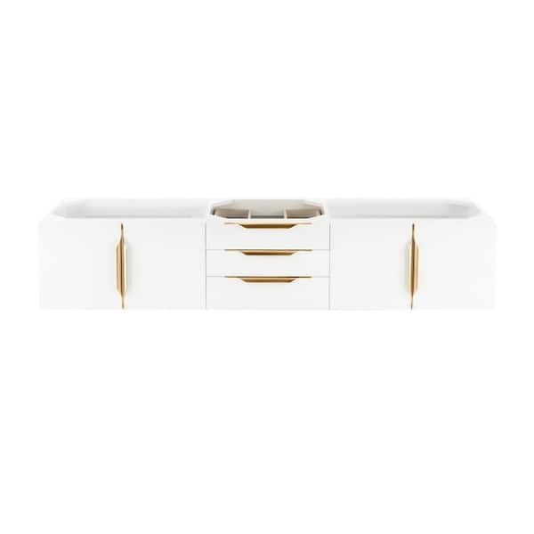 James Martin Vanities Columbia 72.5 in. W x 18.8 in. D x 14.5 in. H Double Bath Vanity Cabinet without Top in Glossy White