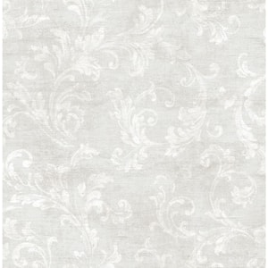 Classic Scroll Grey Paper Non-Pasted Strippable Wallpaper Roll (Cover 56.05 sq. mt.)