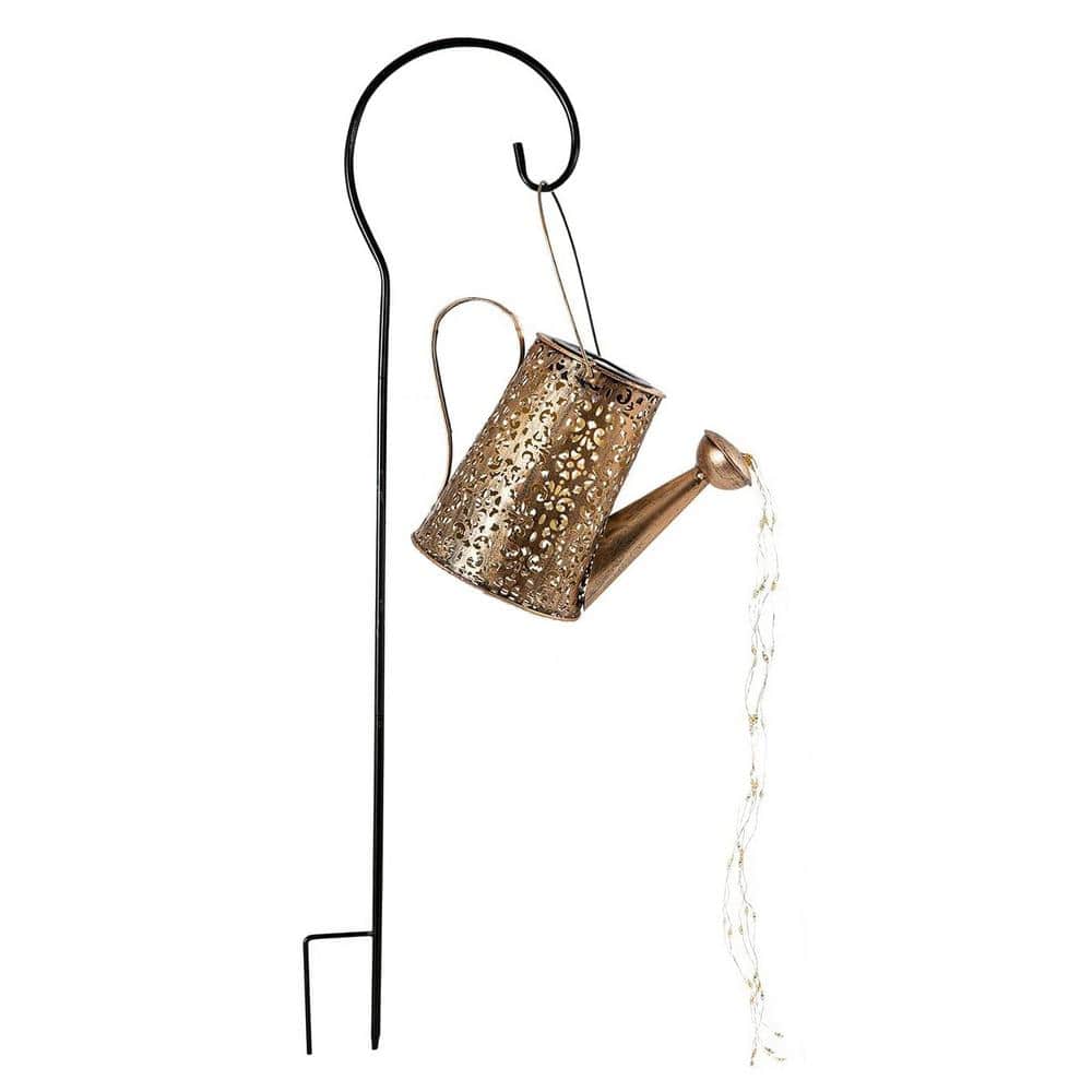 Bronze Iron Solar Lights Outdoor Garden Decor Hanging Waterproof Watering C