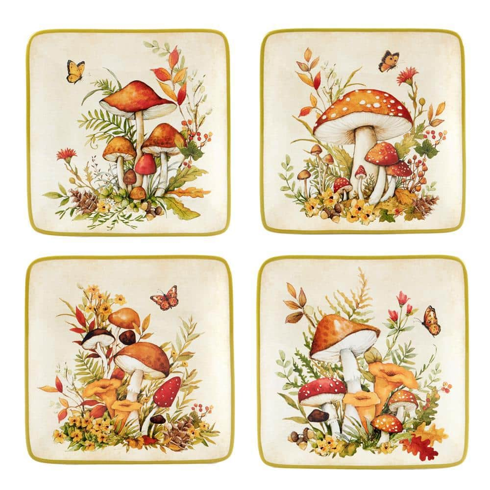 Certified International Multi-Colored Woodland Critters Canape Plates Set of 4