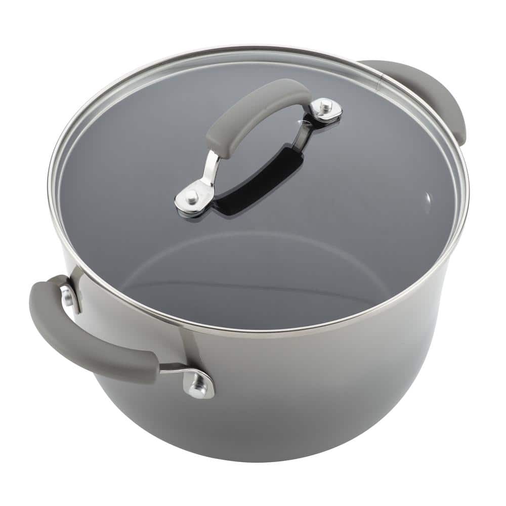 Gray 14-Piece Nonstick Aluminum Cookware Set with Silicone Handles