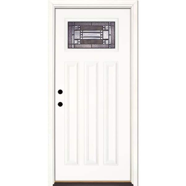 Feather River Doors 37.5 in. x 81.625 in. Preston Patina Craftsman Unfinished Smooth Right-Hand Inswing Fiberglass Prehung Front Door