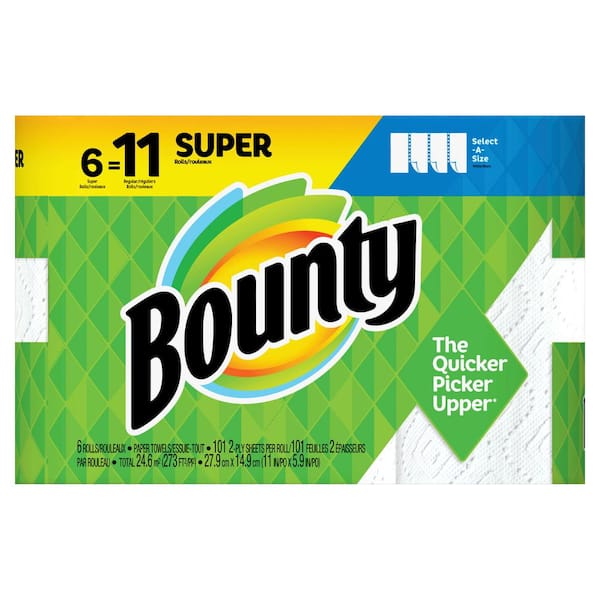 Bounty Select-A-Size White Paper Towels (6 Super Rolls=11 Regular Rolls)