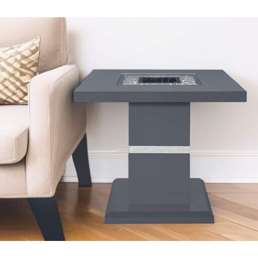 26.00 in. Dark Gray Square Faux Crystals, Glass End Table price history on PriceWatchPro