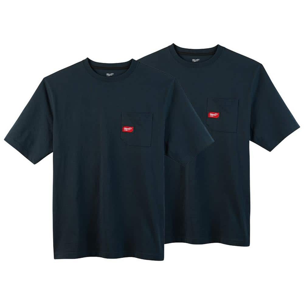 Men's 2X-Large Blue Heavy-Duty Cotton/Polyester Short-Sleeve Pocket T-Shirt (2-Pack) price history on PriceWatchPro