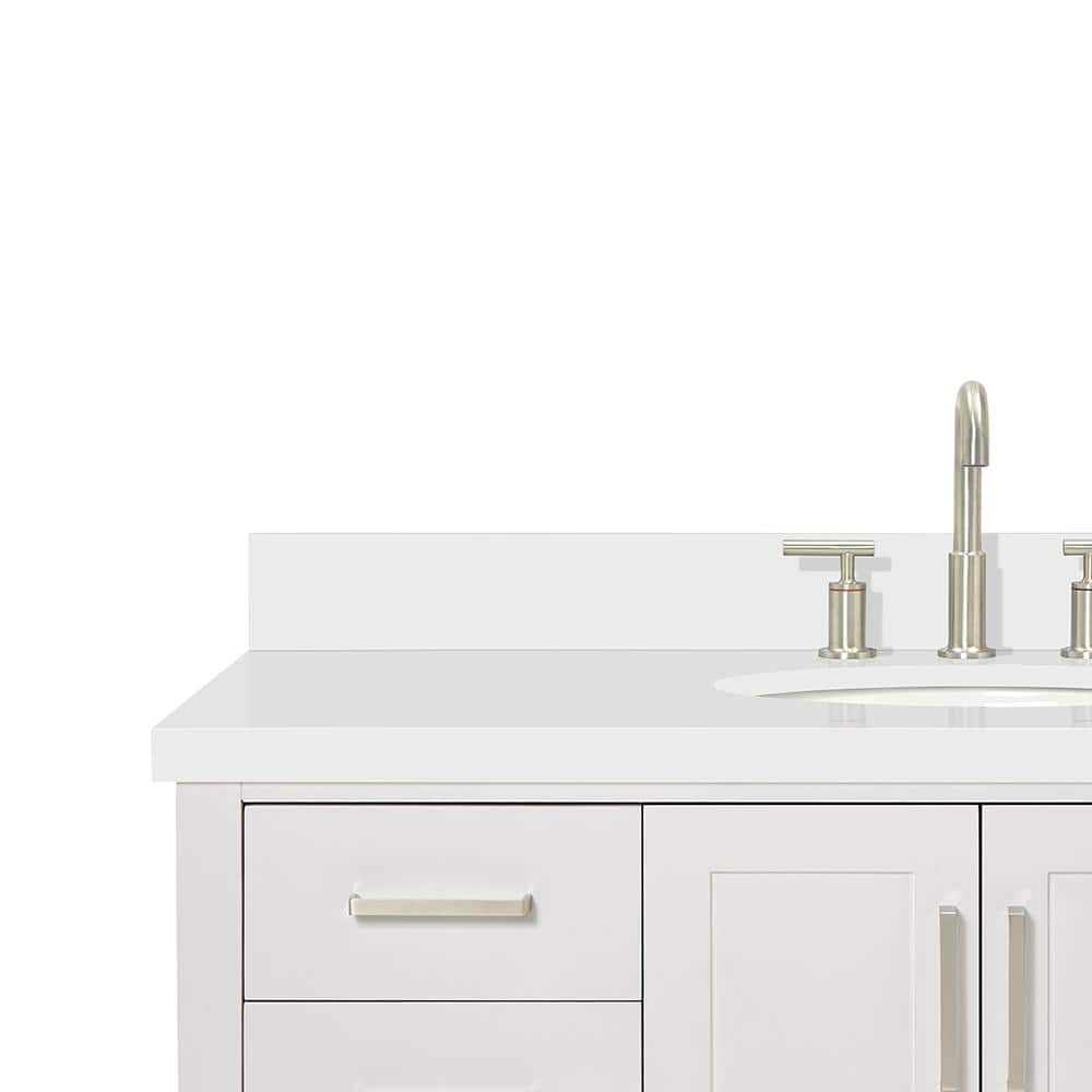 Magnolia 49" White Solid Wood Single Bathroom Vanity with Quartz Top
