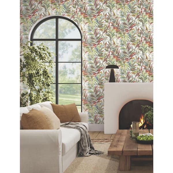 Red Swaying Palms Rouge and Mink Non-Pasted Non-Woven Matte Wallpaper
