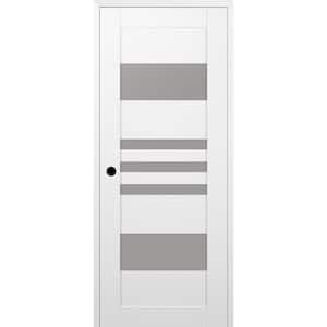 Leti 24 in. x 84 in. Right Hand 5-Lite Frosted Glass Snow White Composite Wood Single Prehung Interior Door