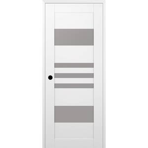Leti 24 in. x 96 in. Right Hand 5 Lite Frosted Glass Snow White Composite Wood Single Prehung Interior Door