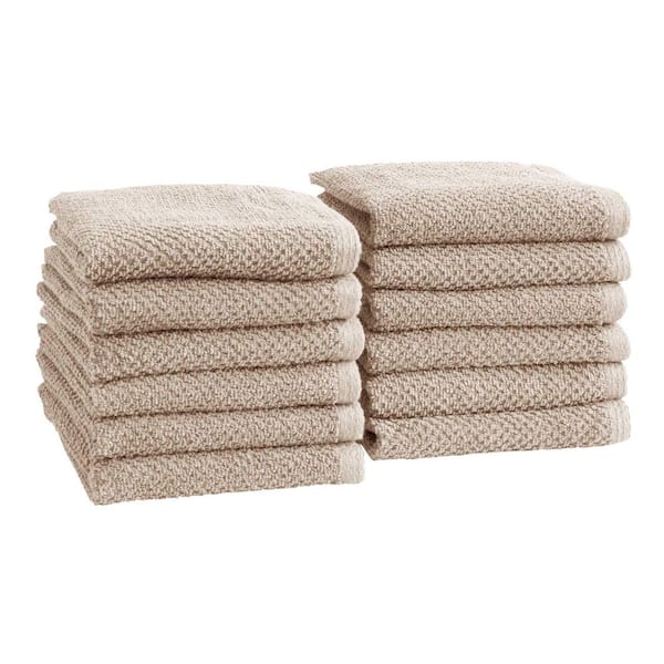 FRESHFOLDS Taupe 12-Pack Cotton Quick-Dry Washcloth Set