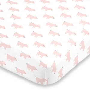Piggy Pink and White Super Soft Mini Polyester Crib Sheet