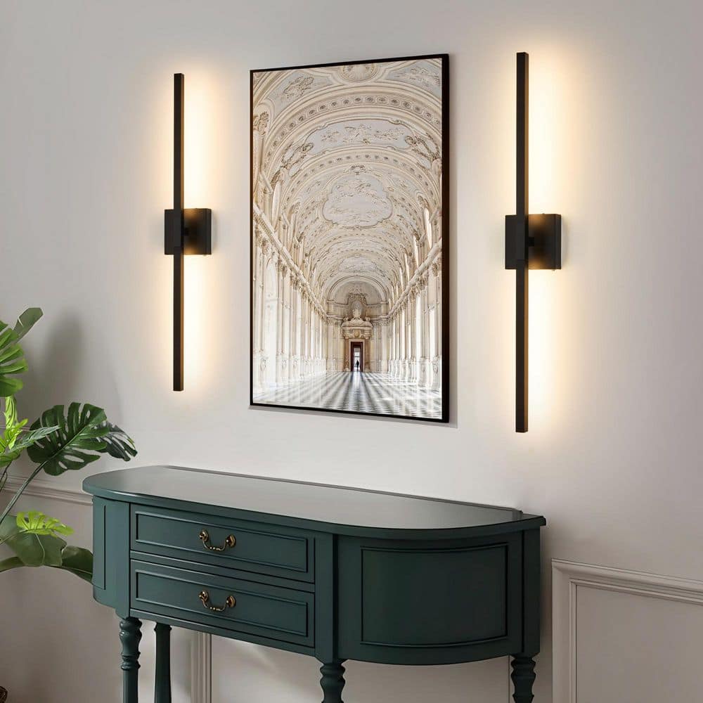 32 in. 1-Light Modern Black Rechargeable Battery Operated Wall Sconce 360° Rotatable Dimmable Wall Light with Remote price history on PriceWatchPro