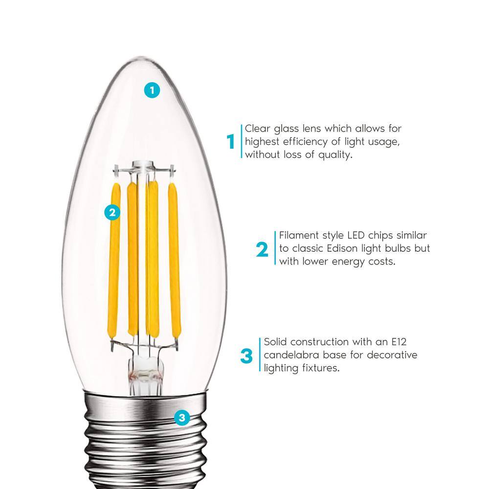 Vintage Clear Glass Dimmable LED Edison Filament Bulbs, 6-Pack