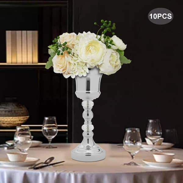 YIYIBYUS 10 Pieces Silver Wedding Centerpieces Crystal Flower Vase Stand  Flower Arrangement Stand Wedding Decor JJOU76T2WDZJ8 - The Home Depot