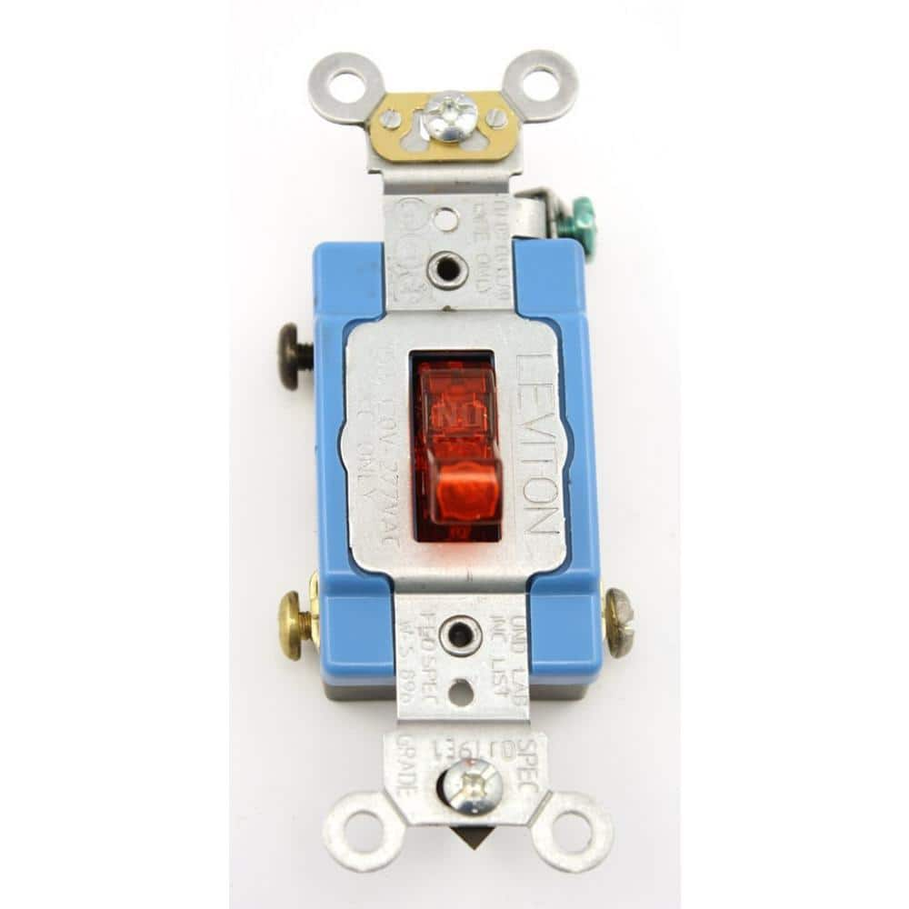 Leviton 15 Amp Industrial Grade Heavy Duty Single-Pole Pilot Light Toggle Switch, Red