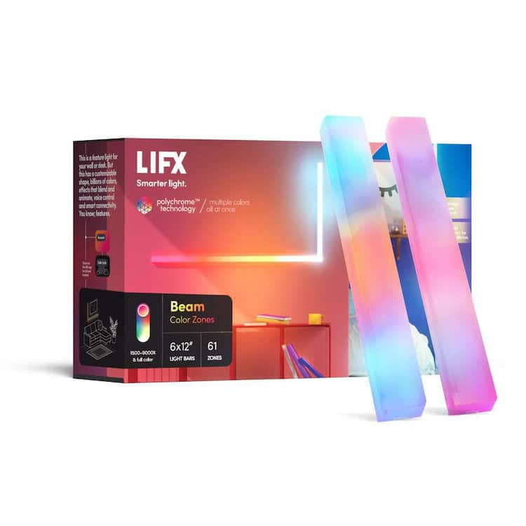 LIFX 12 in. Multi-Color Smart Wi-Fi LED 6X Beam Light Kit and Corner, Works with Alexa/Hey Google/HomeKit/Siri