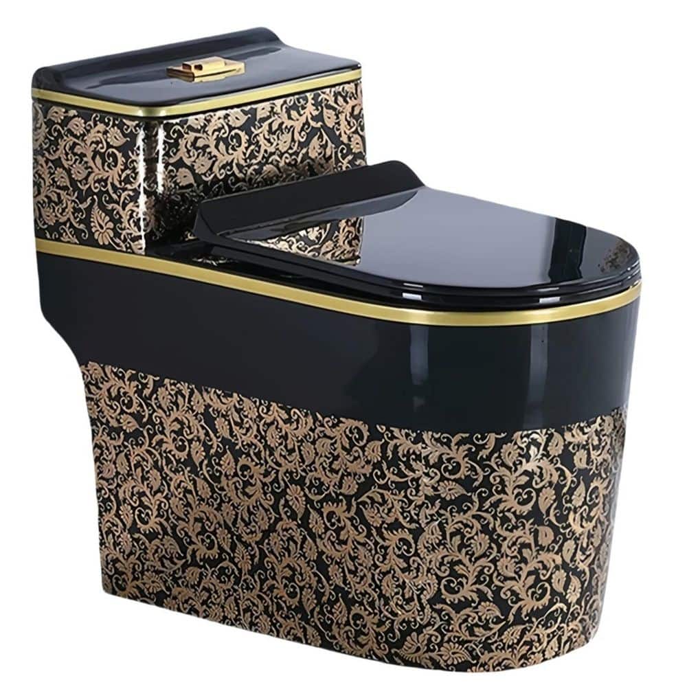 LUXSHERY 12 inch Rough In 1.45 gal. Dual Flush GPF Elongated 1-Piece ...