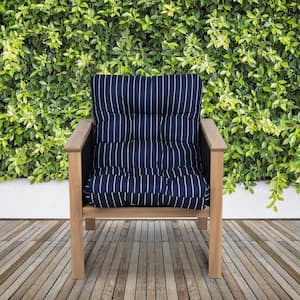 21 in. W x 19 in. D Seat x 22.5 in. H Back Patio Chair Cushion in Classic Navy, Stripe
