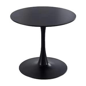 31.5 in. Black Metal Outdoor Dining Table with Round MDF Table Top