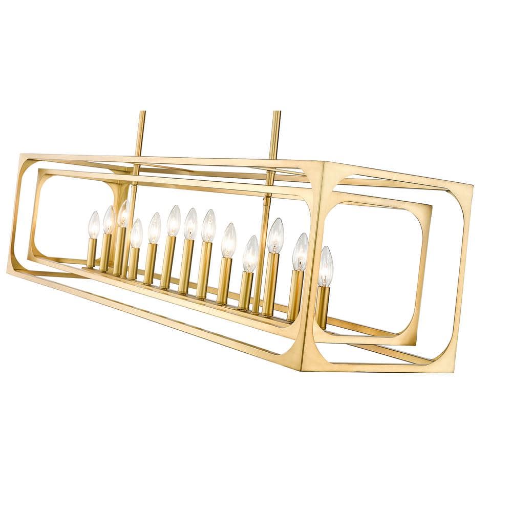 Easton Rubbed Brass 54" Linear Chandelier with Candelabra Bulbs