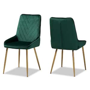 Priscilla Green and Gold Dining Chair (Set of 2)