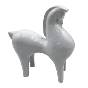 White 7 in. x 7 in. x 3 in. Metal Horse Sculpture