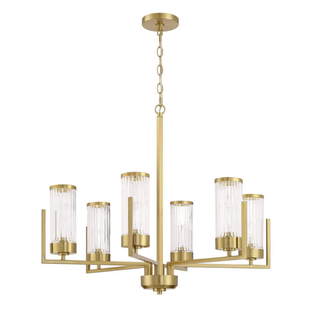 Whittley 6 Light Satin Brass Finish Tier Geometric Chandelier /Pendant for Foyer/Living/Dining Rooms w/ No Bulb Included price history on PriceWatchPro