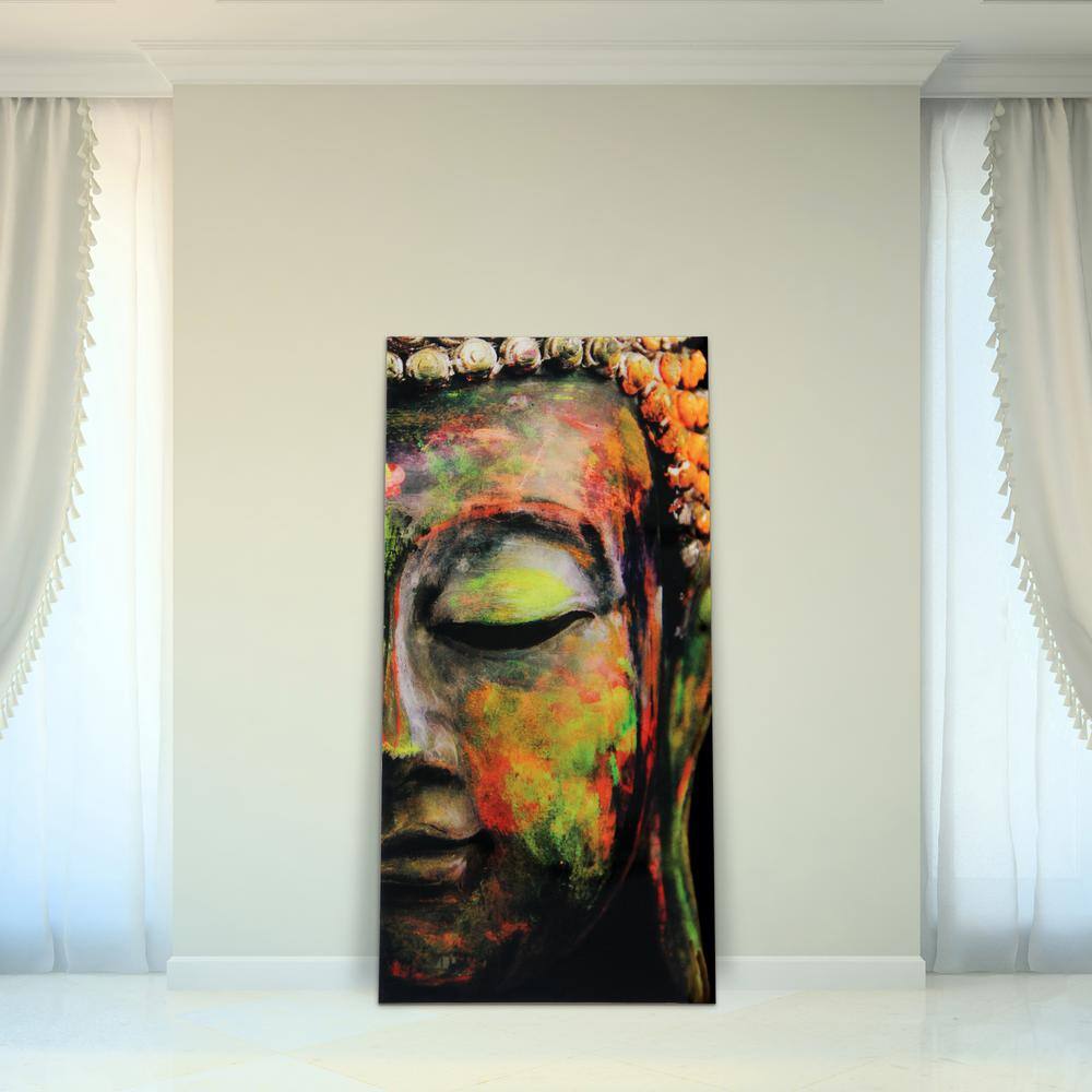Large Multicolor Buddha Tempered Glass Wall Art Panel