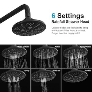 1-Spray Single Handle Round Rain Shower Faucet Set 1.8 GPM with Dual Function Pressure Balance Valve in. Matte Black