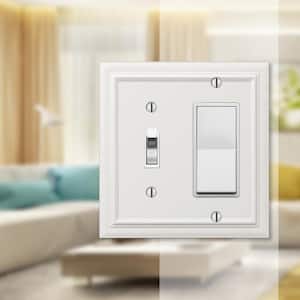 Continental 2 Gang 1-Toggle and 1-Rocker Metal Wall Plate - White