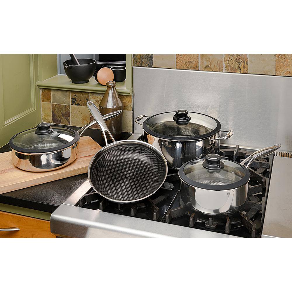 7 Piece Stainless Steel Nonstick Cookware Set with Glass Lids
