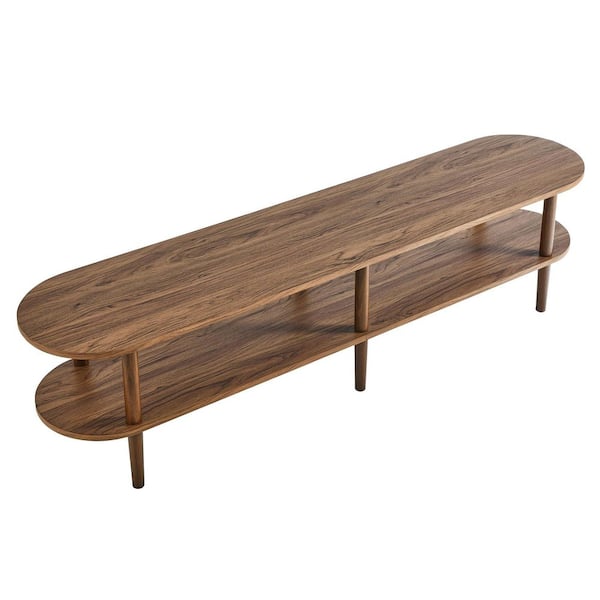 MODWAY Torus 70 in. Oval Wood TV Stand in Walnut EEI-7158-WAL