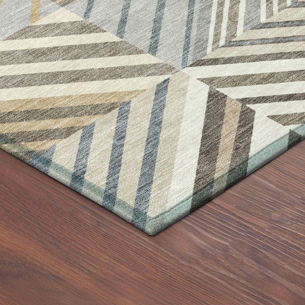 Chantille Machine Washable Indoor/Outdoor Abstract ACN2399 Ivory 2 ft. x 7 ft. Runner Rug