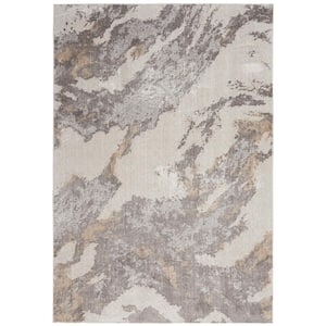 Silky Textures Brown/Ivory 4 ft. x 6 ft. Abstract Contemporary Area Rug