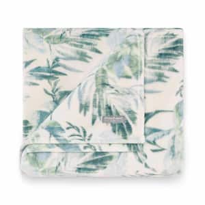 70 in. x 50 in. Wallpaper Leaves Green Ultra Soft Plush Throw