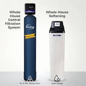 Whole House Water Filter System,Iron and Manganese Removal w/45,000 Grain Water Softener System,Backwash Feature