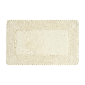 Ruffle Cotton Border Yellow 20 in. x 34 in. Bath Rug