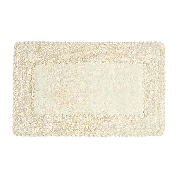 Laura Ashley Ruffle Cotton Border Yellow 20 in. x 34 in. Bath Rug