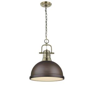 Duncan AB 1-Light Aged Brass and Rubbed Bronze Pendant