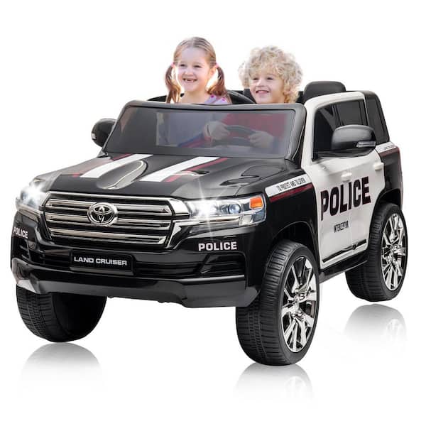 Garvee Asypets Electric Kids Ride-On Car SUV - 2-Seater Licensed Land Cruiser, 12V with Remote Control, Black and White