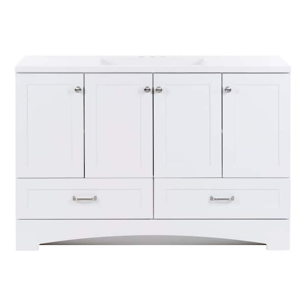 Lancaster 49 in. Single Sink White Bath Vanity with White Cultured Marble Top (Assembled)