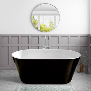 59 in. x 31.1 in. Freestanding Soaking Bathtub with Chrome Overflow and Drain in Black, cUPC Certified